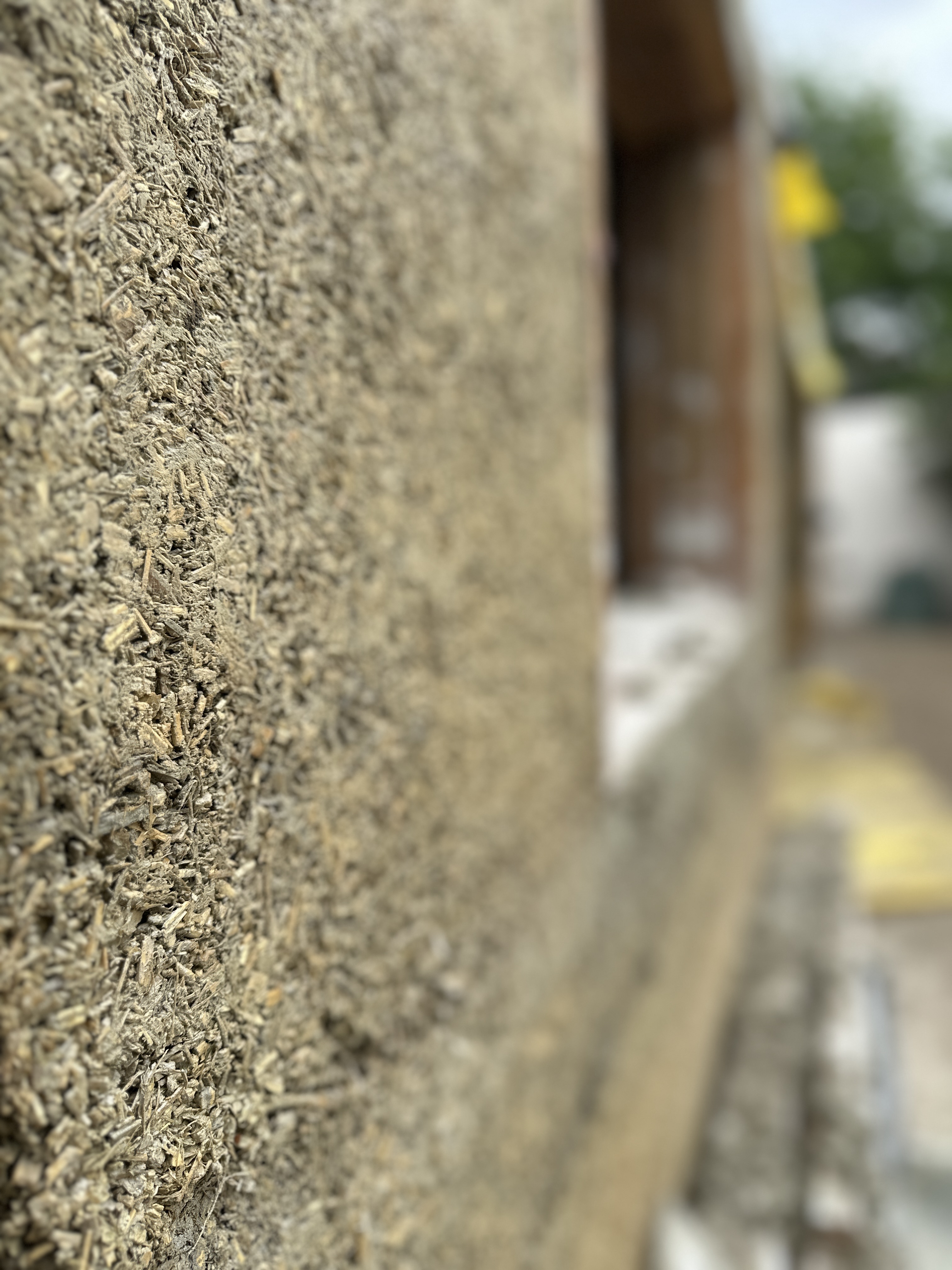 Close-up hempcrete wall texture